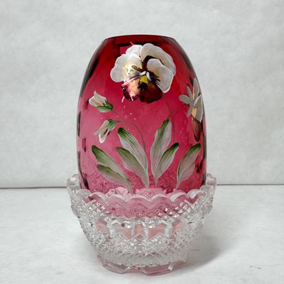 D. CUTSHAW PAINTED RUBY FAIRY LAMP