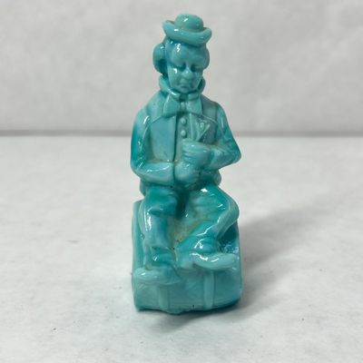 MOSSER BLUE SLAG PERFORMER GLASS CLOWN, 1982
