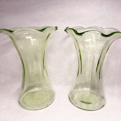 PAIR OF URANIUM GLASS VASES, MID-20TH CENTURY