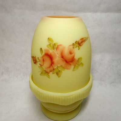 FENTON BURMESE GLASS FAIRY LAMP, 1990S
