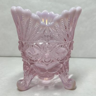 MOSSER PINK OPALESCENT PRESSED GLASS SPOONER