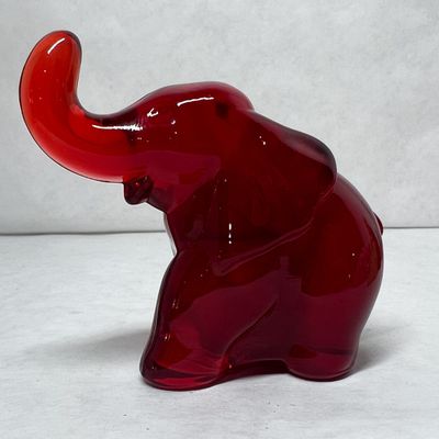 RUBY RED GLASS ELEPHANT, 20TH CENTURY