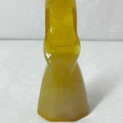 MOSSER AMBER URANIUM SLAG GLASS FIGURINE, 1980S