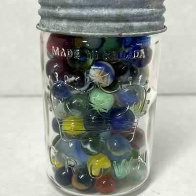 CROWN, MARBLES AND JAR, 20TH CENTURY