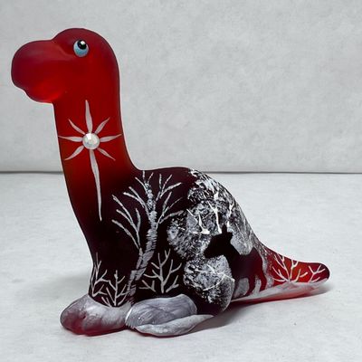 FENTON SATIN GLASS DINOSAUR, 2023