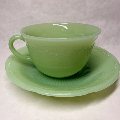 MOSSER JADEITE CUP AND SAUCER