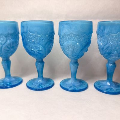BOYD BLUE SLAG GLASS GOBLETS