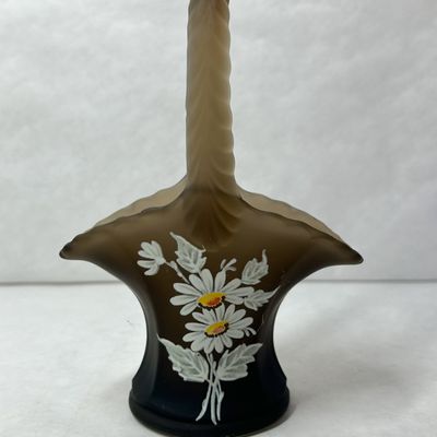 HAND PAINTED BROWN SATIN BASKET
