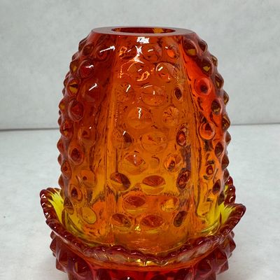 AMBERINA HOBNAIL GLASS FAIRY LAMP