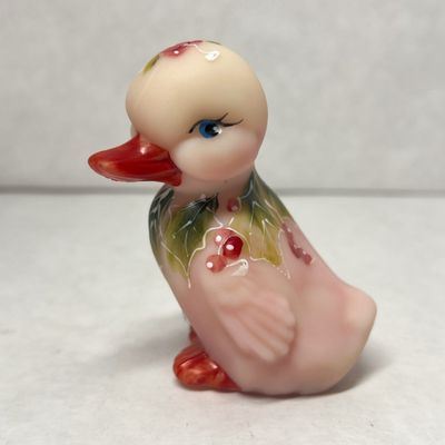 FENTON BURMESE URANIUM GLASS DUCKLING 2004