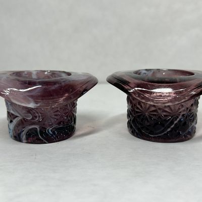 JOHN KEMPLE AMETHYST SLAG GLASS HATS, 1950S
