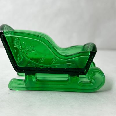 MOSSER GREEN GLASS HOLIDAY SLEIGH