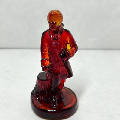 BOYD COLONIAL MAN AMBERINA GLASS FIGURINE