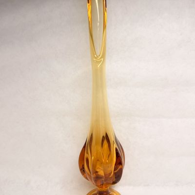 AMBER SWUNG ART GLASS VASE