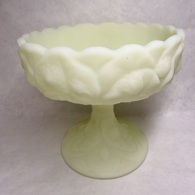 FENTON WATER LILY URANIUM COMPOTE, 1970S
