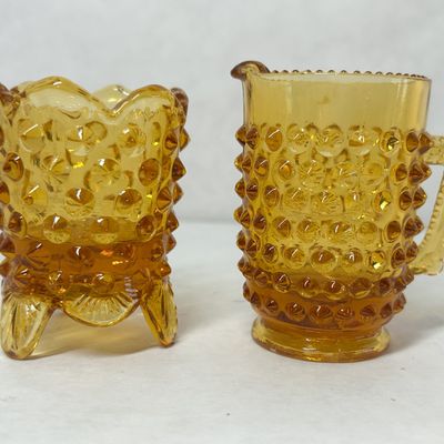 FENTON AMBER HOBNAIL GLASS 1960S