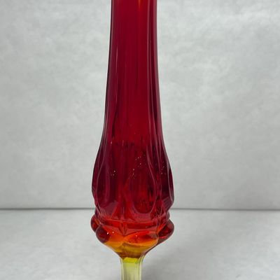 AMBERINA SWUNG GLASS VASE, 1960S