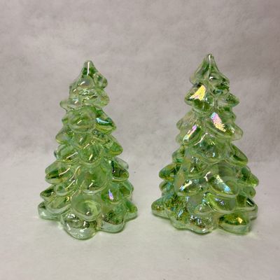 MOSSER MINI PAIR OF CARNIVAL GLASS TREES, CONTEMPORARY