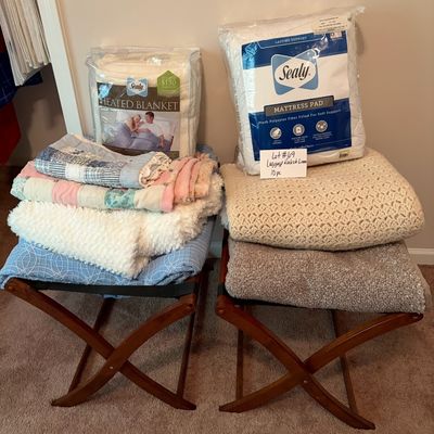 Sale Photo Thumbnail #28: 2 Luggage racks and linens