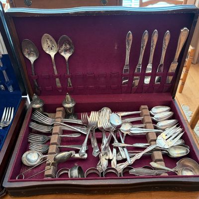 Sale Photo Thumbnail #16: Several sets of silverware.  Silver plate.