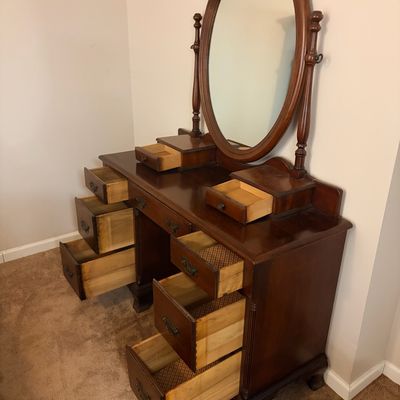 Sale Photo Thumbnail #161: Antique Vanity & Bench