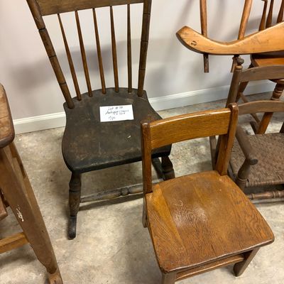 Sale Photo Thumbnail #13: Antique wooden chairs and sled.