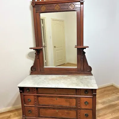 Sale Photo Thumbnail #5: Stunning Victorian marble top dresser 