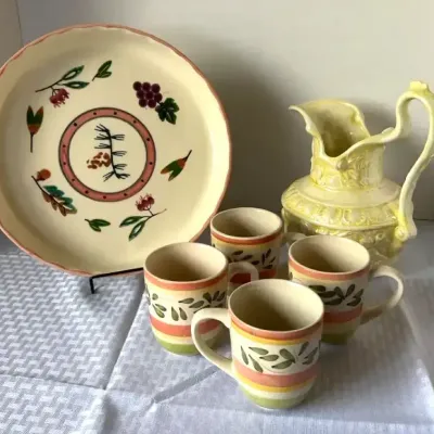 Handcrafted Hartstone Pottery, Rustic Pitcher & Mug Set