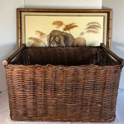 Wicker Storage Basket & Lion Print