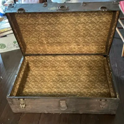 Vintage Flat Top Steamer Trunk 