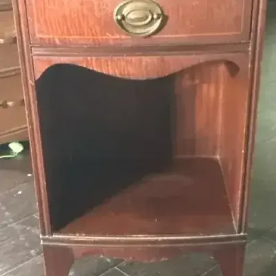Vintage Mahogany-Style End Table with Drawer & Open Shelf