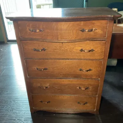 Vintage Wooden 5-Drawer Chest