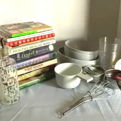 Cookbooks, Kitchen Tools & Glass Oil Bottle Collection