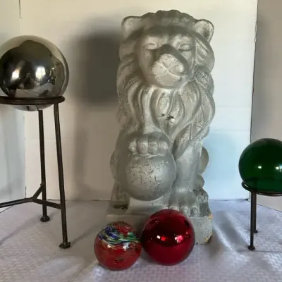 Garden Lion Statue & Decorative Gazing Ball Collection