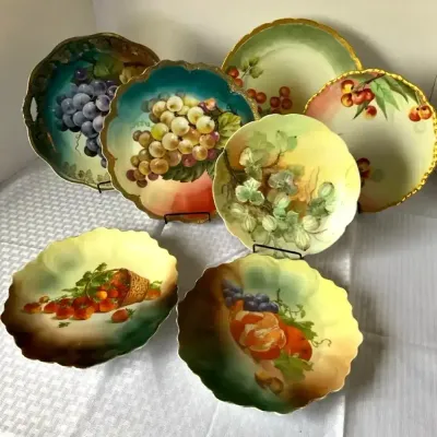 Hand-Painted Vintage Fruit & Floral Decorative Plates