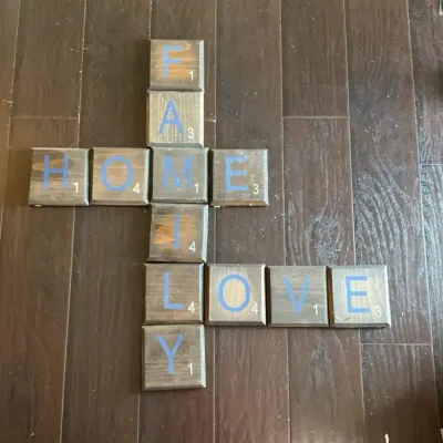 Rustic Scrabble Tile “Family Home Love” Wall Decor Set