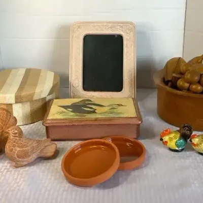 Mid Century Modern Monkey Pod Wood Fruit Bowl 