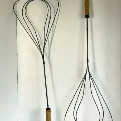 Antique/Vintage Primitive Wire Rug Beaters with Wooden Handles 