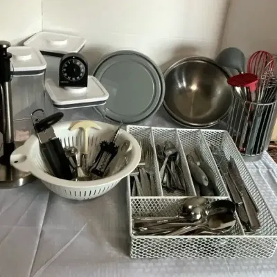 Kitchen Essentials with Utensils, Flatware & Storage Canisters