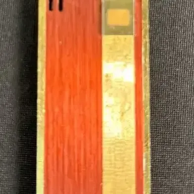 Vintage Butane Lighter Gold Tone Burgundy Stripe - Working