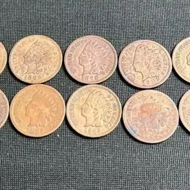 10 Indian Head Cent Collection – 1884 to 1909 – Ten Different Dates