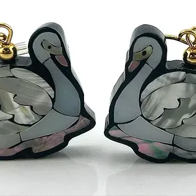 Mosaic Mother of Pearl Swan Earrings 