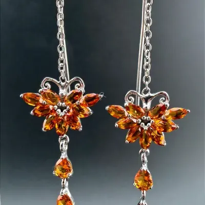 Citrine Sterling Silver Butterfly Earrings