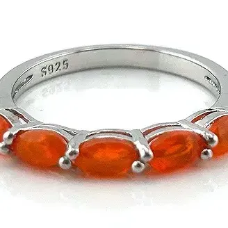 Orange Opal Sterling Silver Ring 