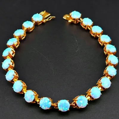 Opal Gold Vermeil Sterling Silver Tennis Bracelet 