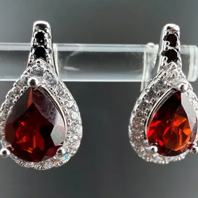 Garnet Sterling Silver Earrings