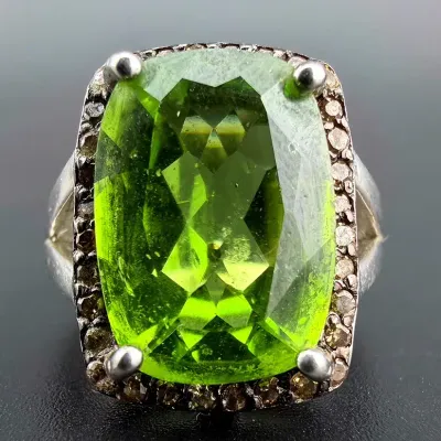 6.5 Ct Peridot Sterling Silver Ring 