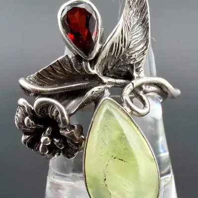 Garnet & Agate Sterling Silver Statement Ring