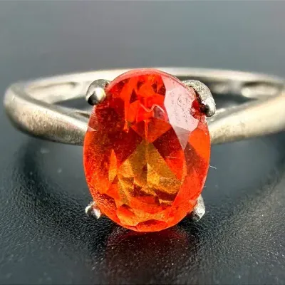 Orange Doublet Sterling Silver Ring 