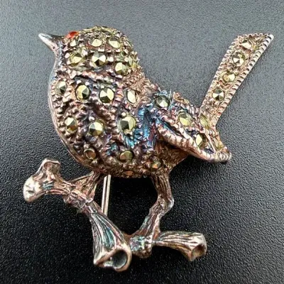 Marcasite Sterling Silver Bird Brooch